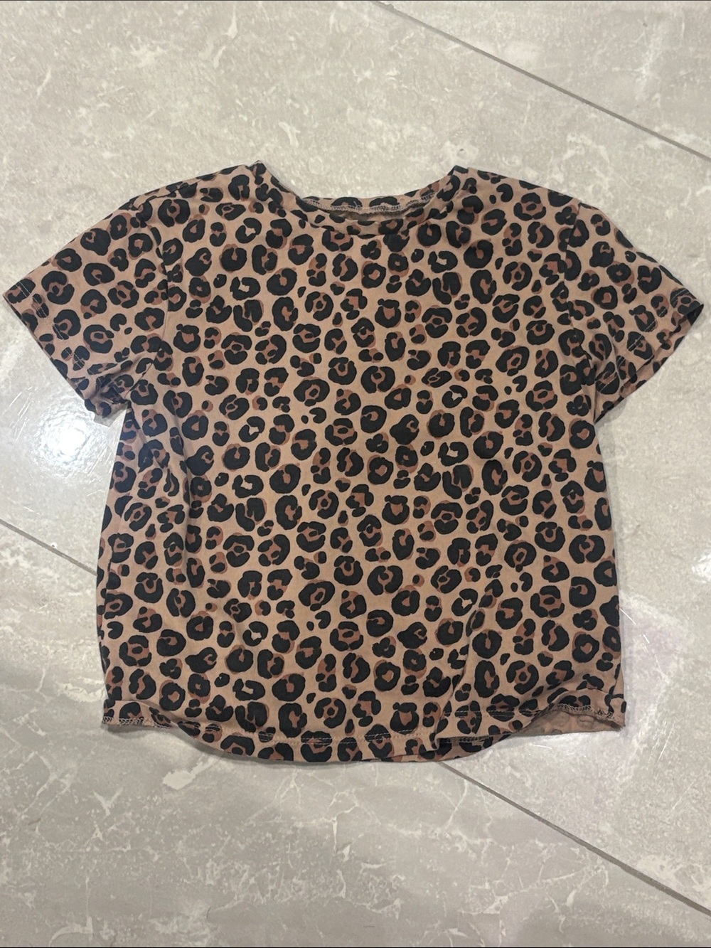 H&M Brown and Black Leopard Print Short Sleeve Tee